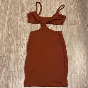 Fall Color Cami Cutout Bodycon Dress Midi